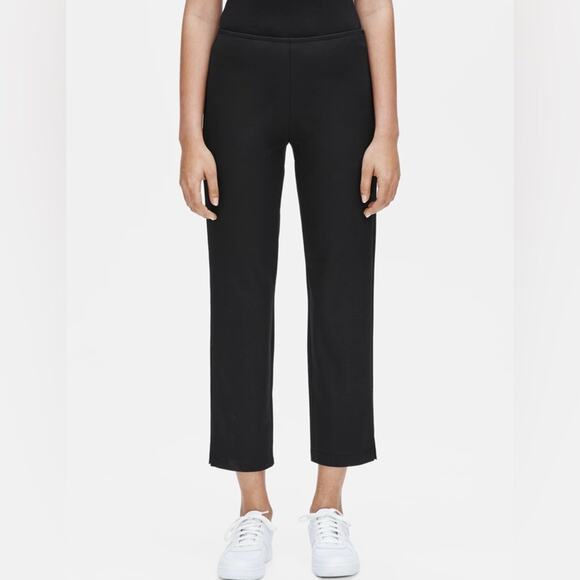 Eileen Fisher Organic Stretch Cotton Twill Slim Ankle Pants Black Size Large - Picture 1 of 13